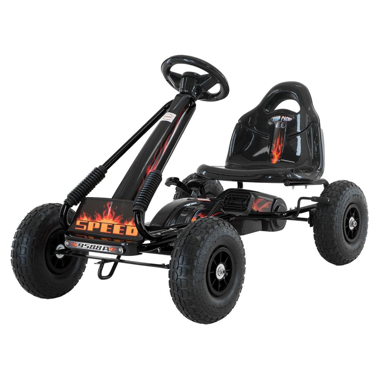 Meliquina black kids pedal go kart with adjustable seat