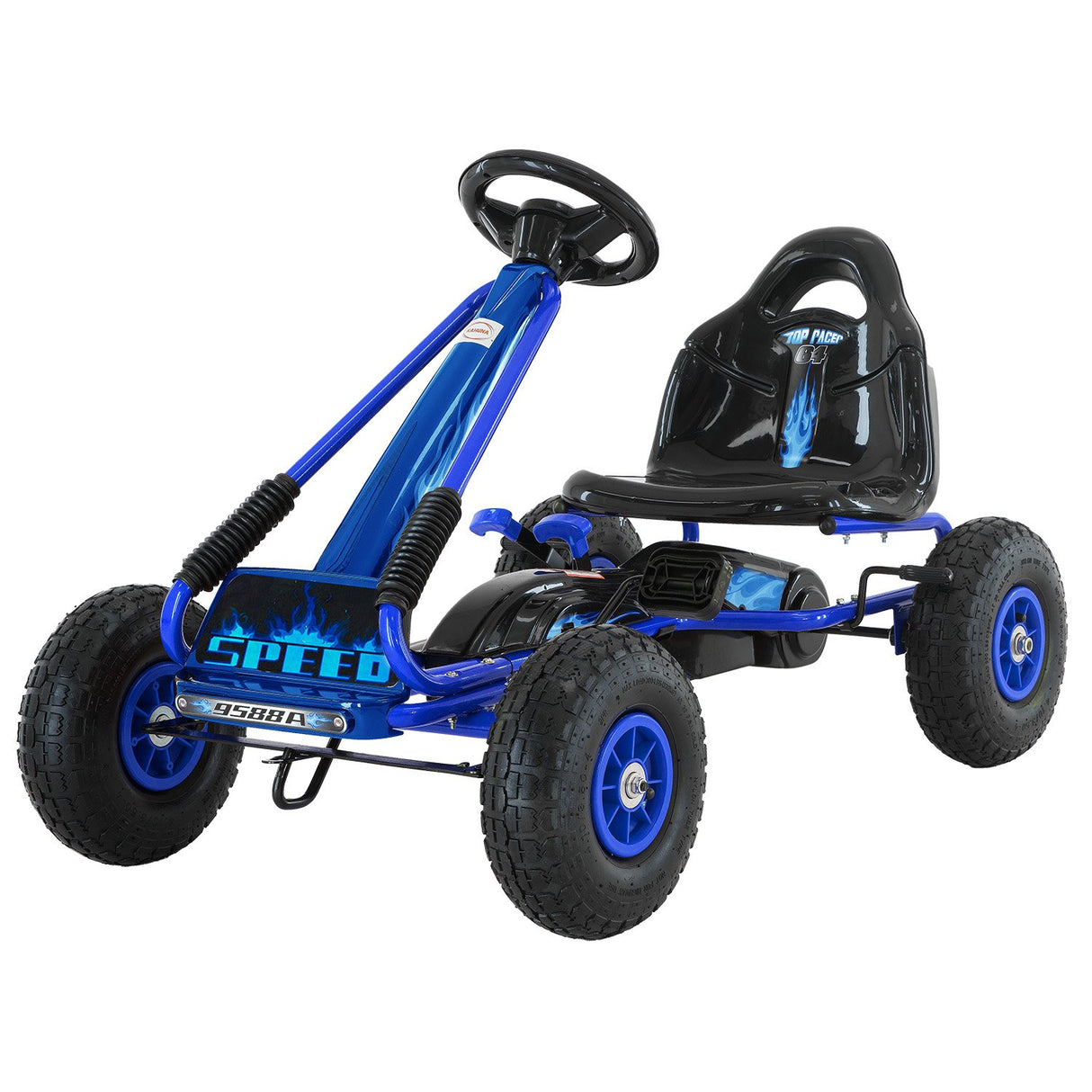 Meliquina blue kids pedal go kart with adjustable seat