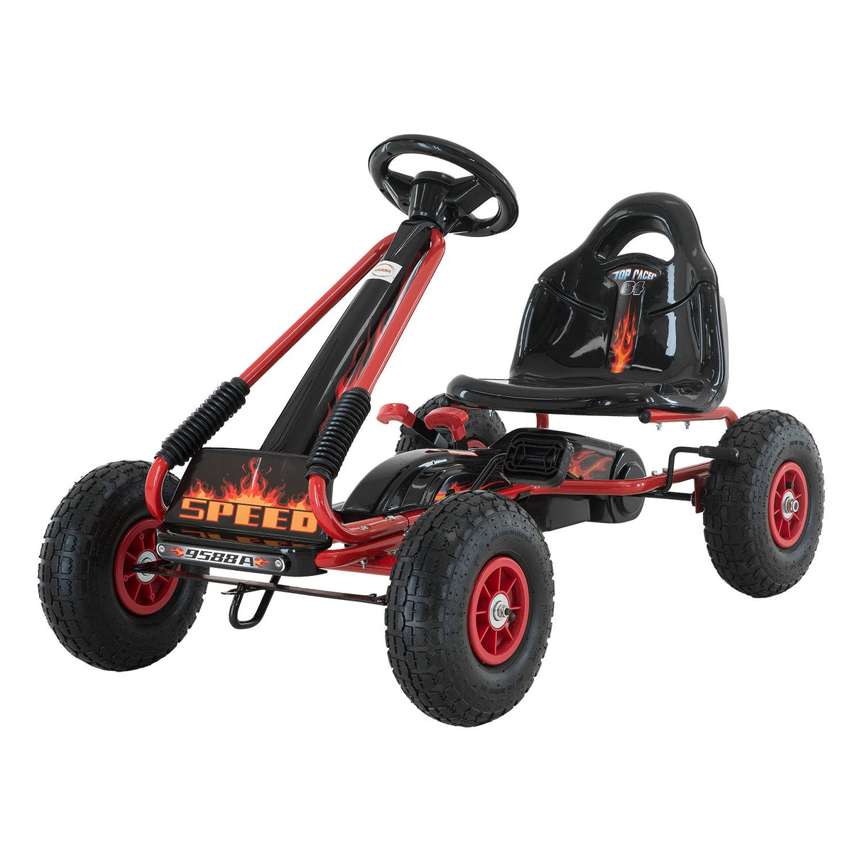 Meliquina red kids pedal go kart with adjustable seat
