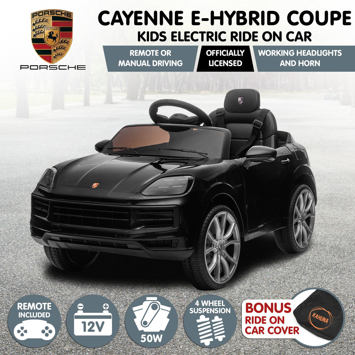 Santa Pod Kids Ride On Car, 12V Electric SUV Coupe, Black