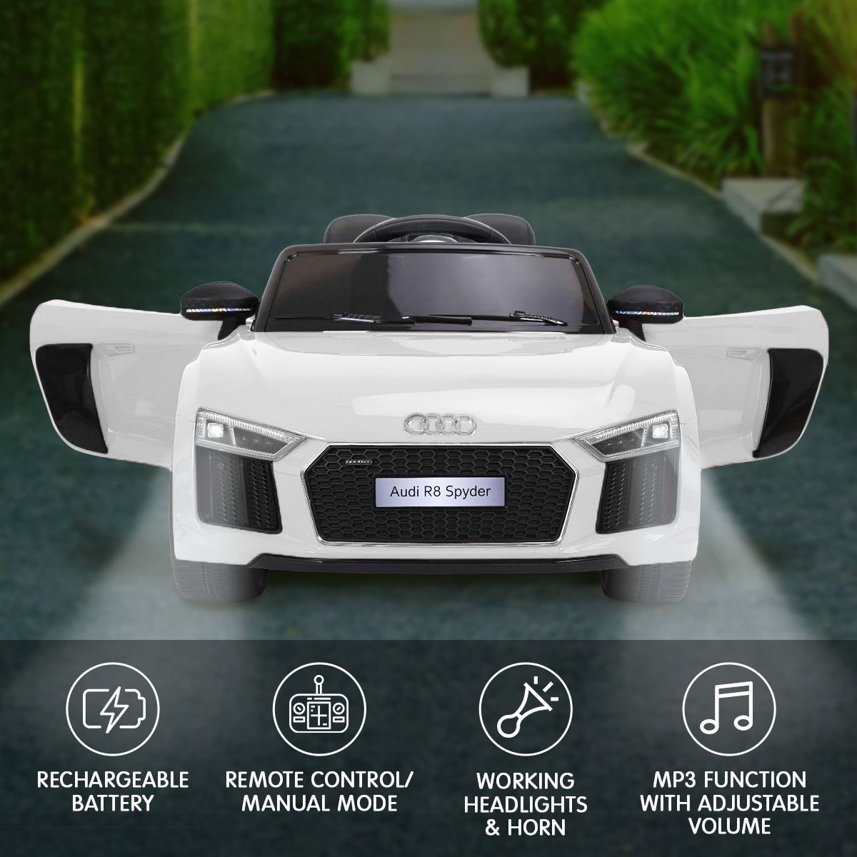 Woodbridge Kids Ride On Car, 12V Electric, White