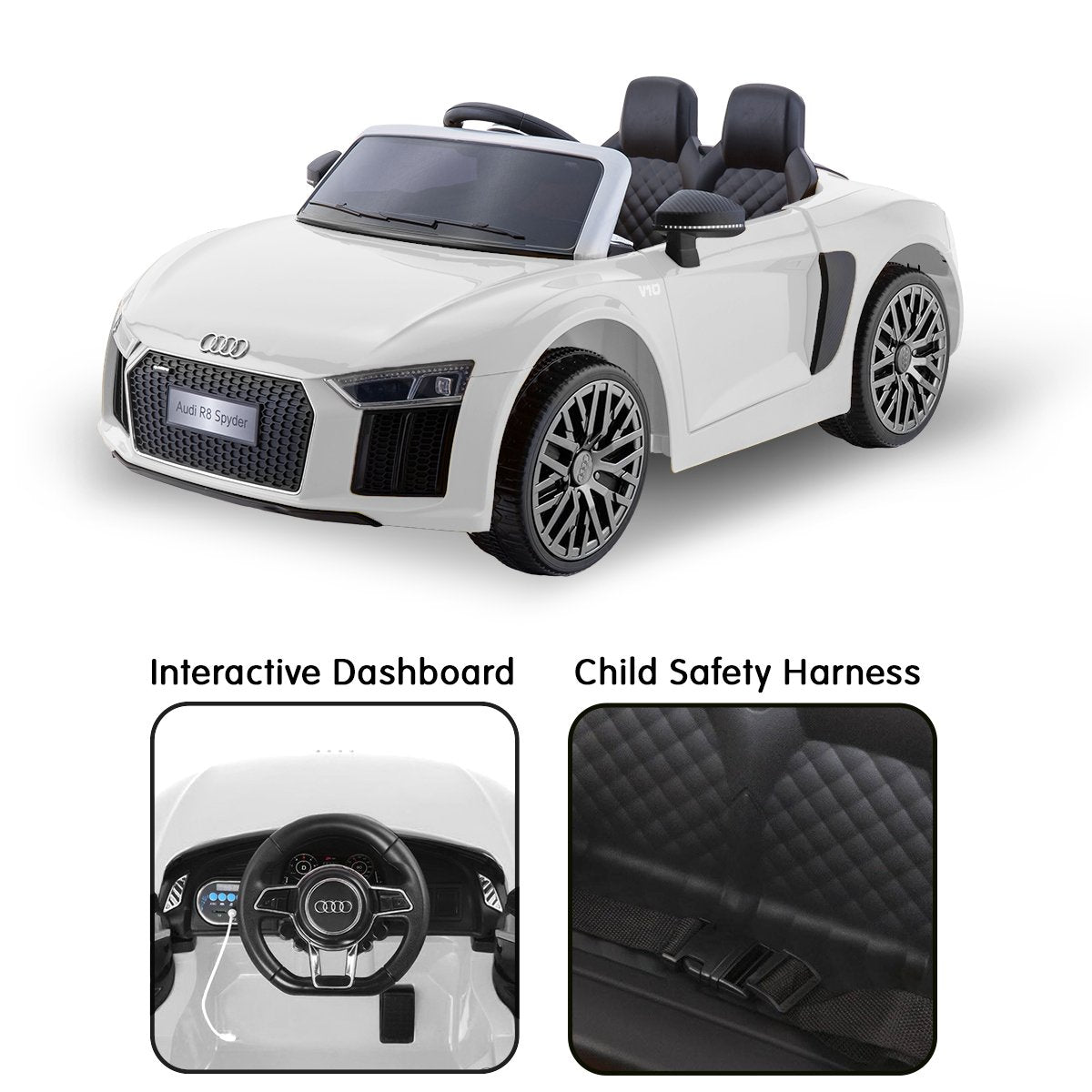 Woodbridge Kids Ride On Car, 12V Electric, White