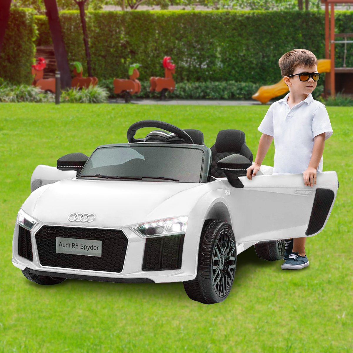 Woodbridge Kids Ride On Car, 12V Electric, White