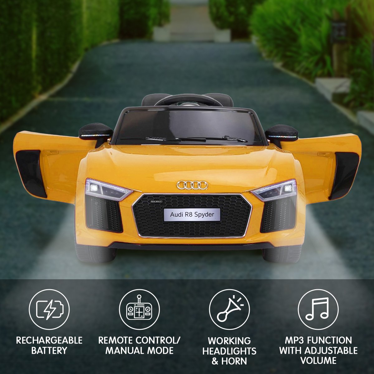 Woodbridge Kids Ride On Car, 12V Electric, Yellow