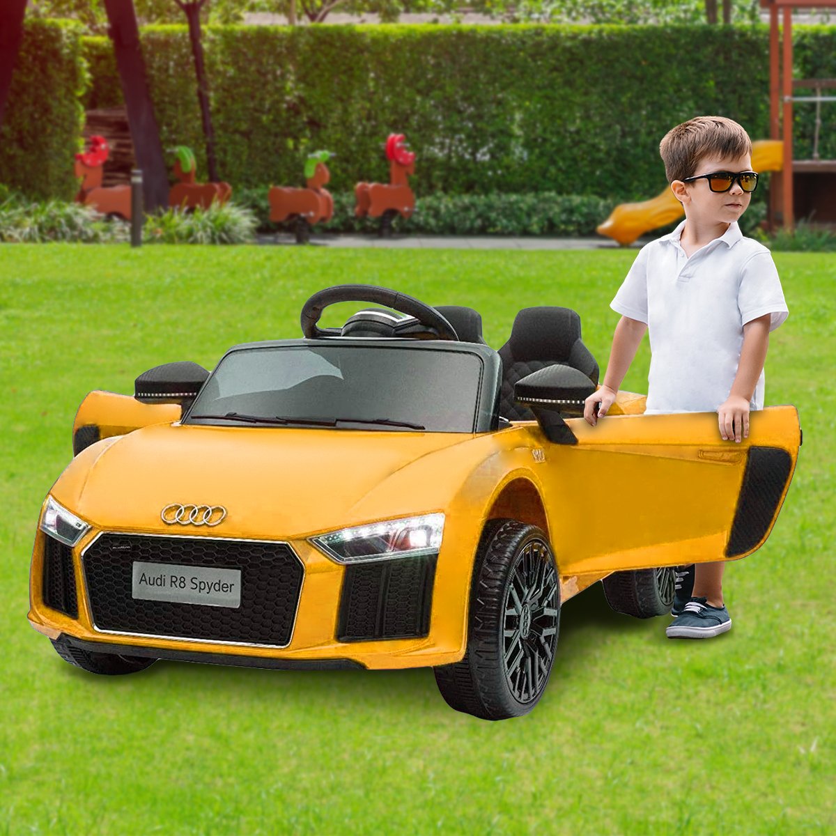 Woodbridge Kids Ride On Car, 12V Electric, Yellow