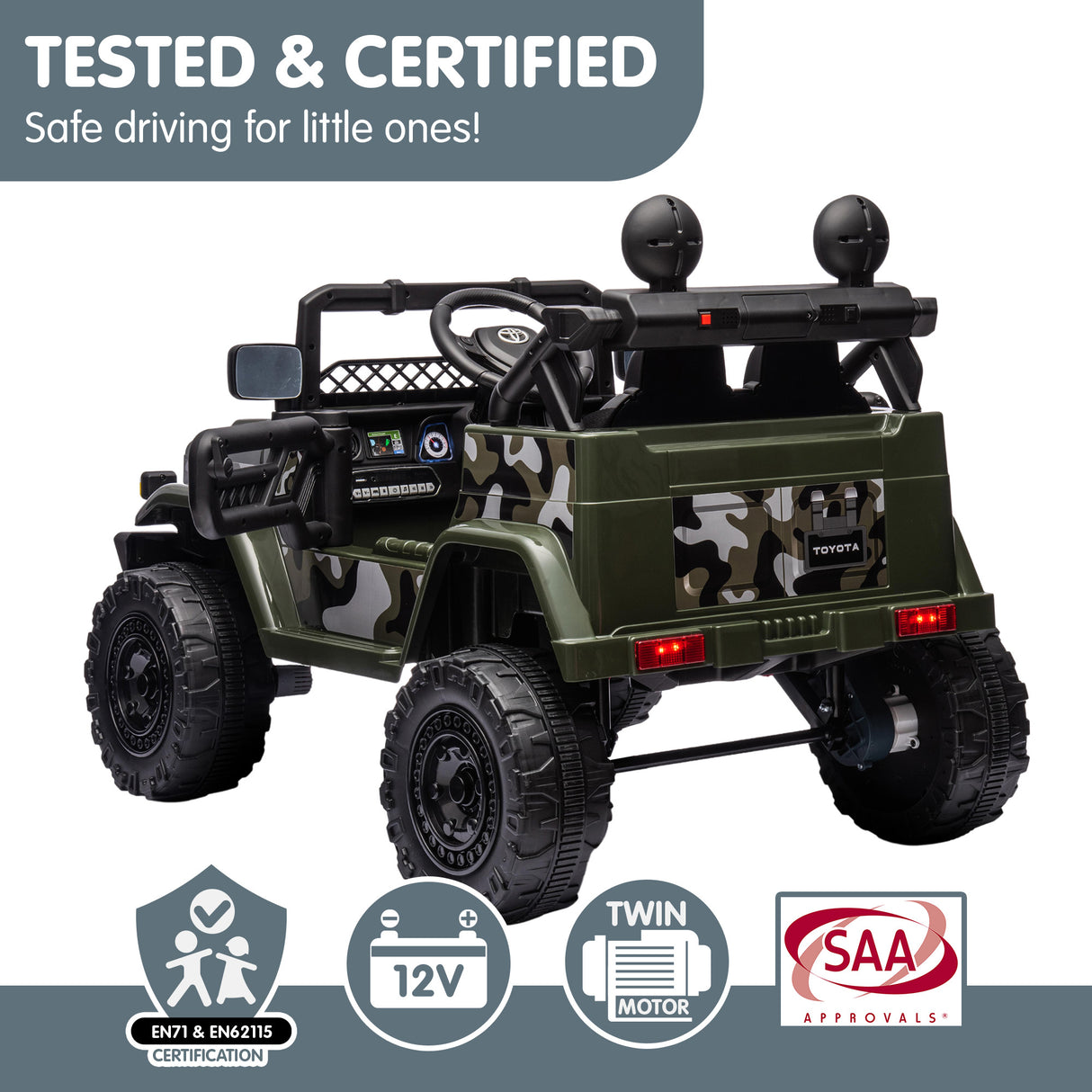 Pembrey Kids Ride On Car, 12V Electric 4WD, Green