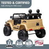 Pembrey Kids Ride On Car, 12V Electric 4WD, Khaki