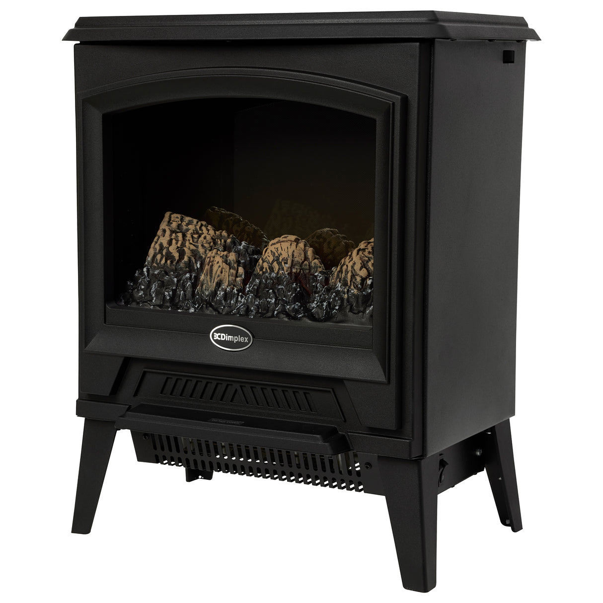 Side profile of black freestanding portable electric stove