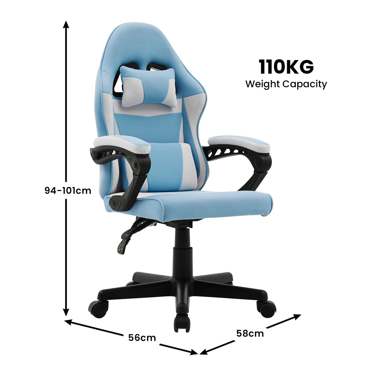 Sarantino Antre Kids Adjustable Study and Gaming Chair — Black and White — Allure Home Collections