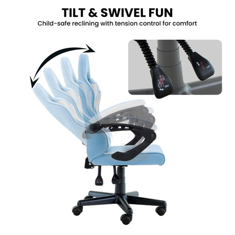 Sarantino Antre Kids Adjustable Study and Gaming Chair — Black and White — Allure Home Collections