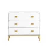 Zuheros Tallboy Dresser, 3 Drawer, White and Gold