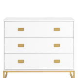 Zuheros Tallboy Dresser, 3 Drawer, White and Gold