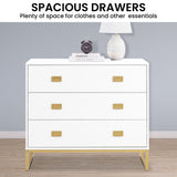 Zuheros Tallboy Dresser, 3 Drawer, White and Gold
