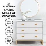Zuheros Tallboy Dresser, 3 Drawer, White and Gold