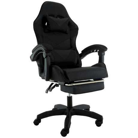 Gracetown black faux leather reclining gaming chair with footrest