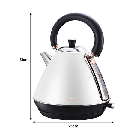 Two filter baskets and portafilter for white espresso machine
