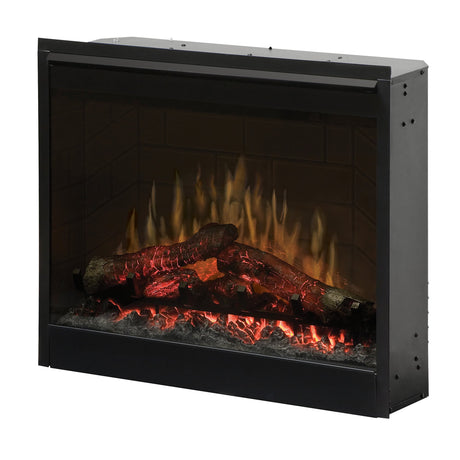 66 cm electric firebox heater with LED log flame effect and brick effect interior