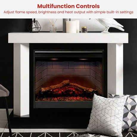 Control detail for flame speed and interior brightness on the electric firebox