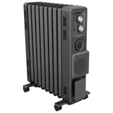 Black oil free column heater with 2.4 kW output, turbo fan and timer