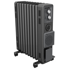 Black oil free column heater with 2.4 kW output, turbo fan and timer