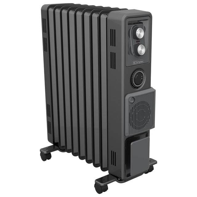 Black oil free column heater with 2.4 kW output, turbo fan and timer