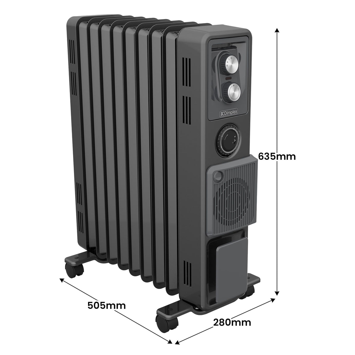 Side profile of the oil free column heater on castors