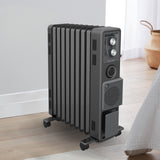 Oil free column heater placed in a living room setting
