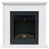 Touch sensitive cap sense controls on the white electric fireplace suite