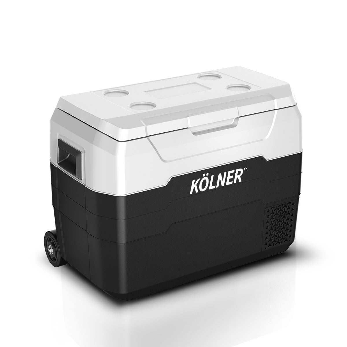 Wheels on the base of the 40 L portable fridge freezer