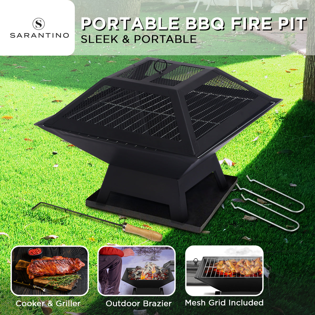 Darwin Portable Fire Pit, Galvanised Steel