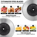Non slip feet on base of white electric food slicer