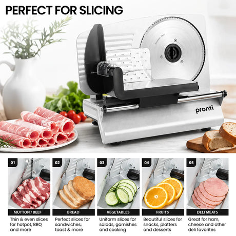 Cord storage compartment of 200W white electric food slicer