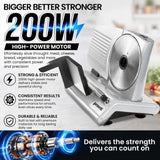 Dimensions of white food slicer, 37.5 by 26 by 27.5 centimetres