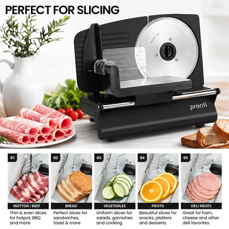 Cord storage compartment of 200W black electric food slicer