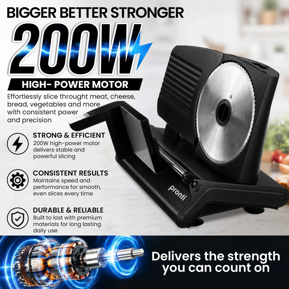 Dimensions of electric food slicer, 37.5 by 26 by 27.5 centimetres