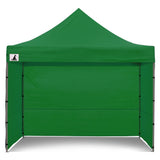 Mesh wall panel fitted to the green pop up marquee to allow airflow