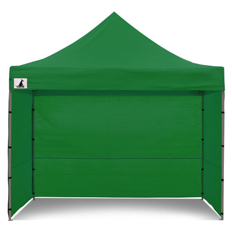 Mesh wall panel fitted to the green pop up marquee to allow airflow