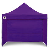Mesh wall panel fitted to the purple pop up marquee to allow airflow