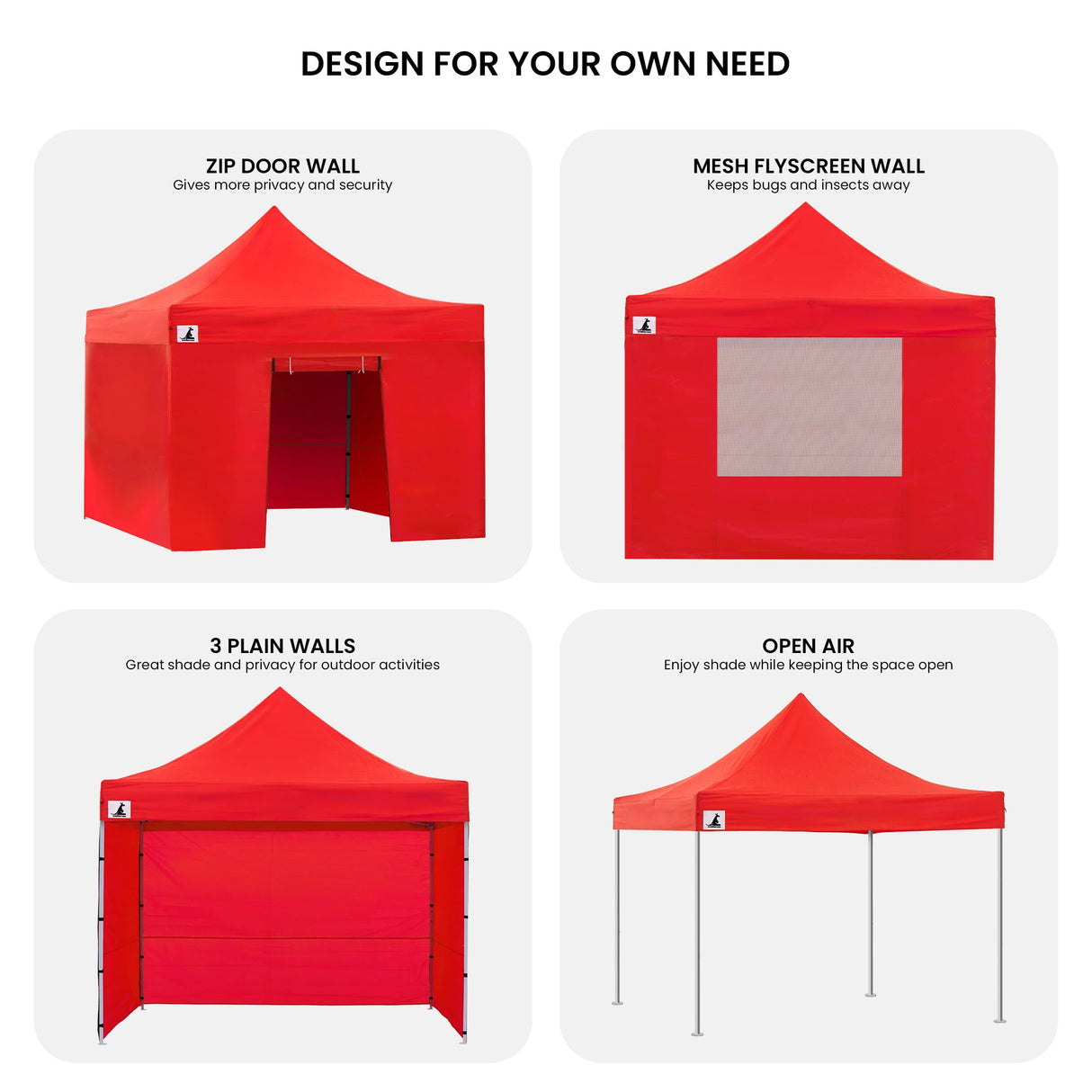 Diagram showing the 3 x 3 m footprint and 3.2 m height of the gazebo