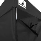Mesh wall panel fitted to the black pop up marquee to allow airflow