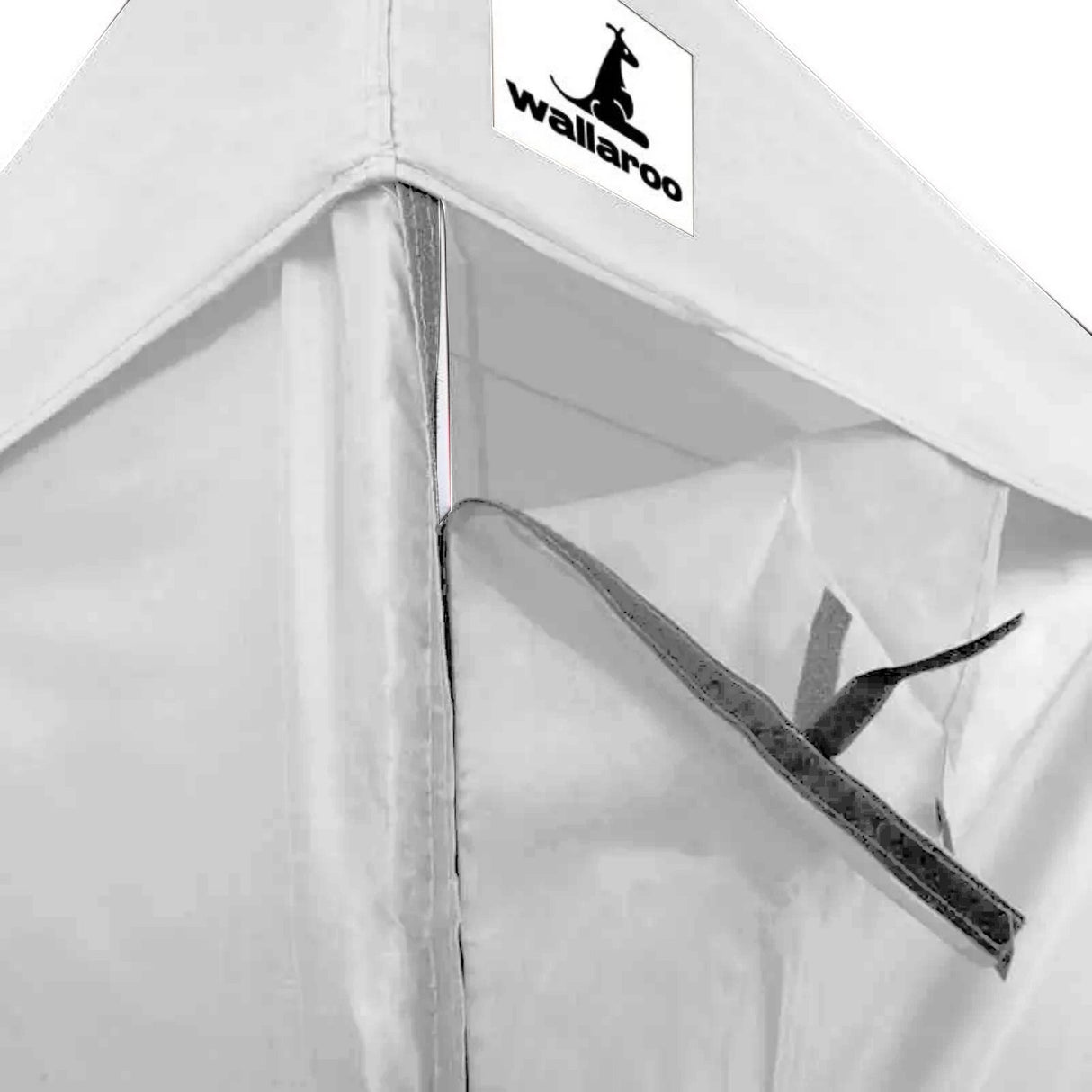 Half wall fitted along the 4.5 m side of the white gazebo at counter height