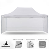 Folded gazebo frame and roof packed into the carry bag provided