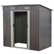 Grey 4x8ft metal garden shed with base