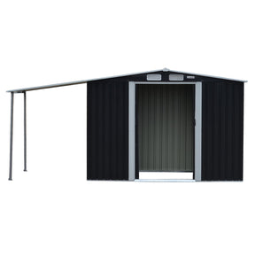 Zinc Steel Garden Shed 4 x 8ft with Open Storage - Black