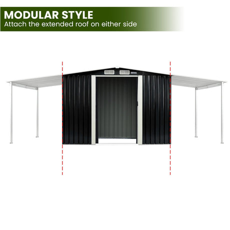 Wallaroo 6x8ft Black Zinc Steel Garden Shed