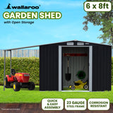Wallaroo 6x8ft Black Zinc Steel Garden Shed