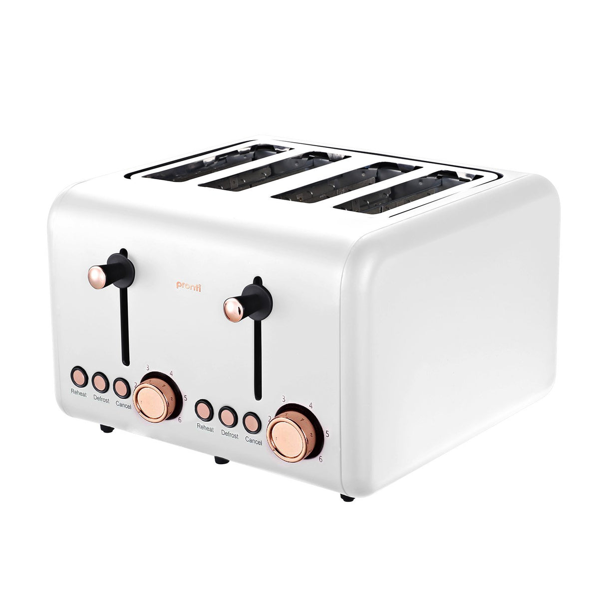 White 4 slice toaster with rose gold trim from the set