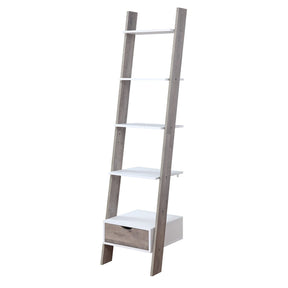 Wells white and grey oak 5 tier ladder shelf in a living room
