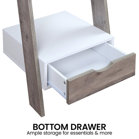 Sarantino Mira 5-Tier Ladder Shelf - White & Grey Oak