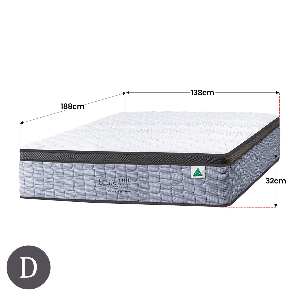 Laura Hill Essential Australian-Made 5-Zone Flex Pocket Spring Mattress — Allure Home Collections